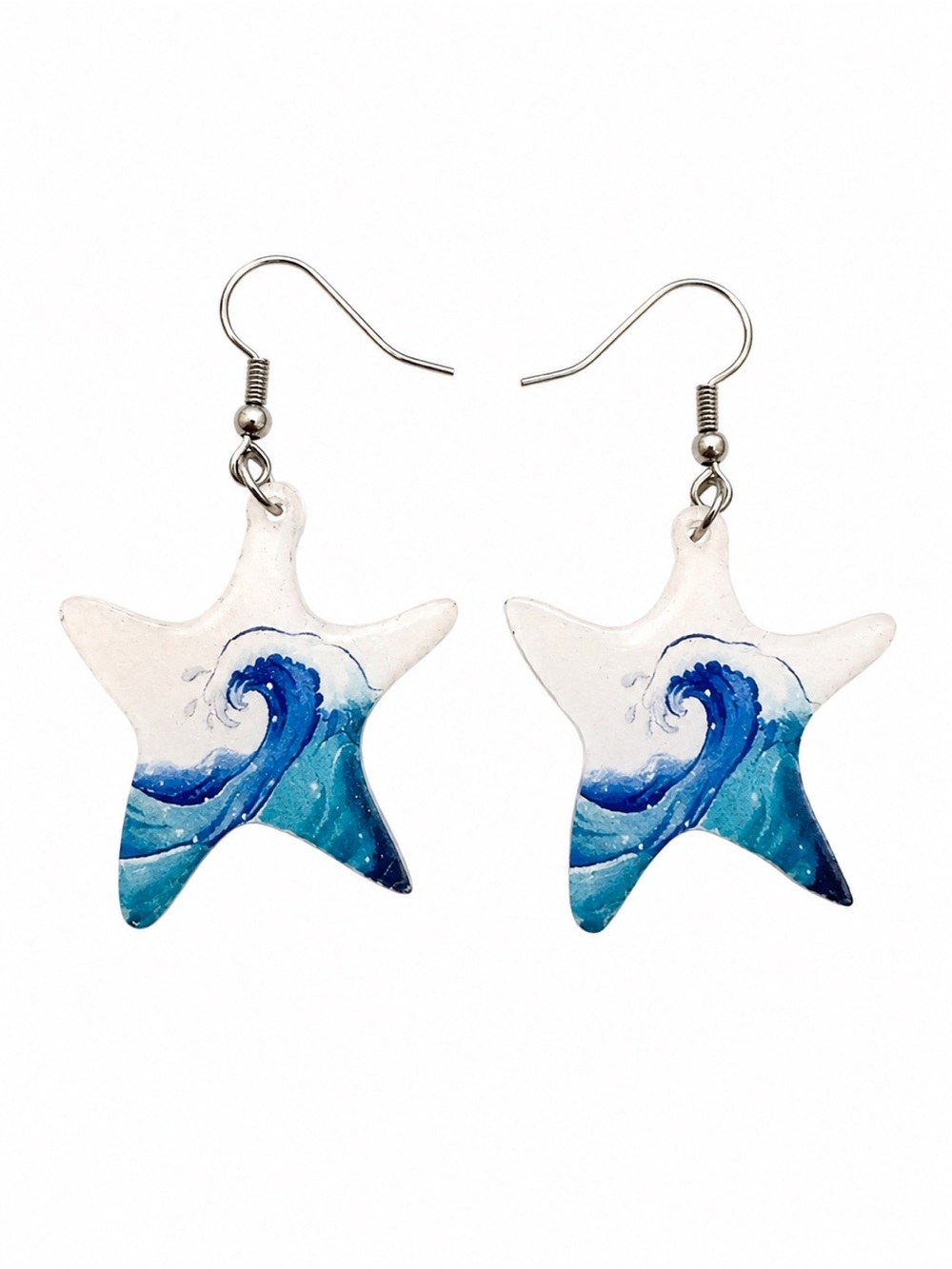 ✨3/$20 Starfish Acrylic Dangle Earrings - Blue Ocean Design